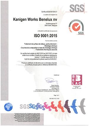 Unsere ISO 9001-2015-Qualifikationen von Kanigen Works Benelux